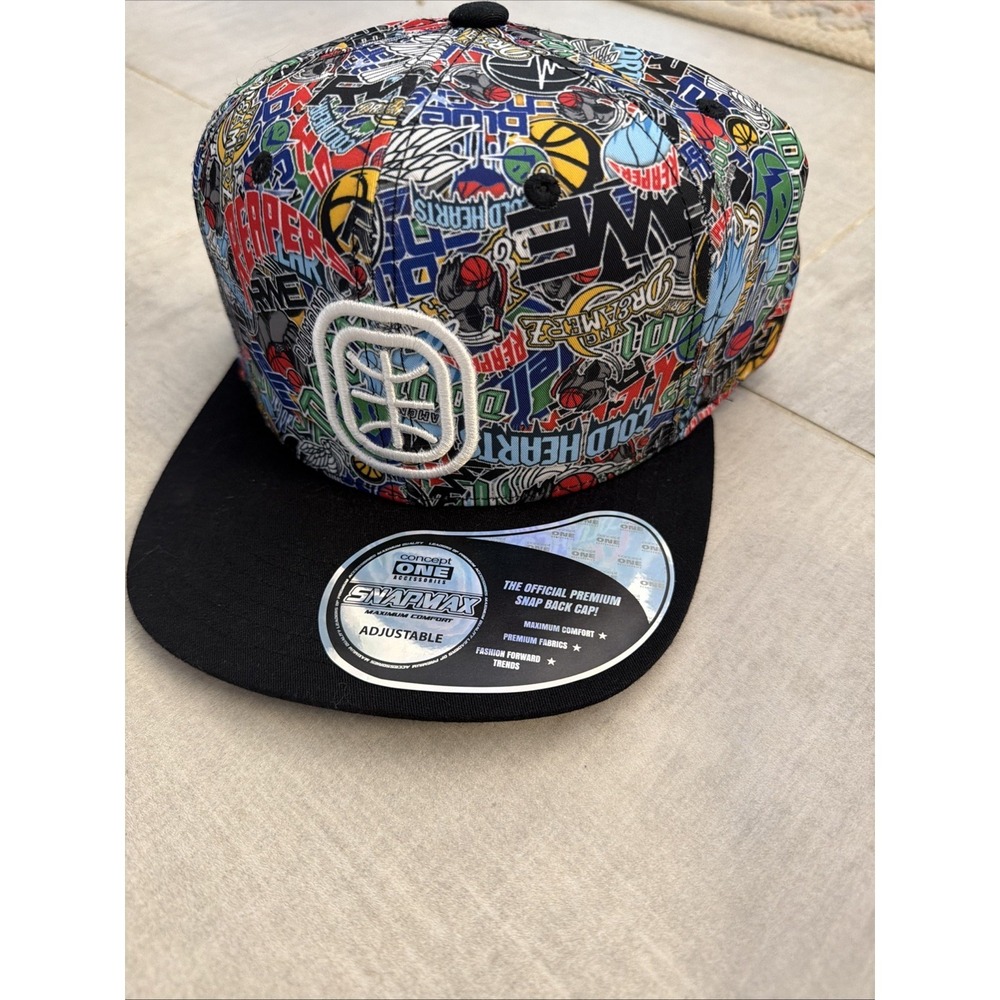 Overtime Snapback Hat Mens OS Multicolor New Graffiti Basketball Flat Brim Cap